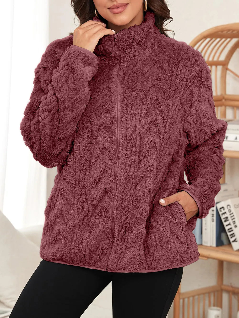 Fuzzy Pocket Zip Jacket, view 1