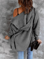 Hooded Textured Jacket with Pockets