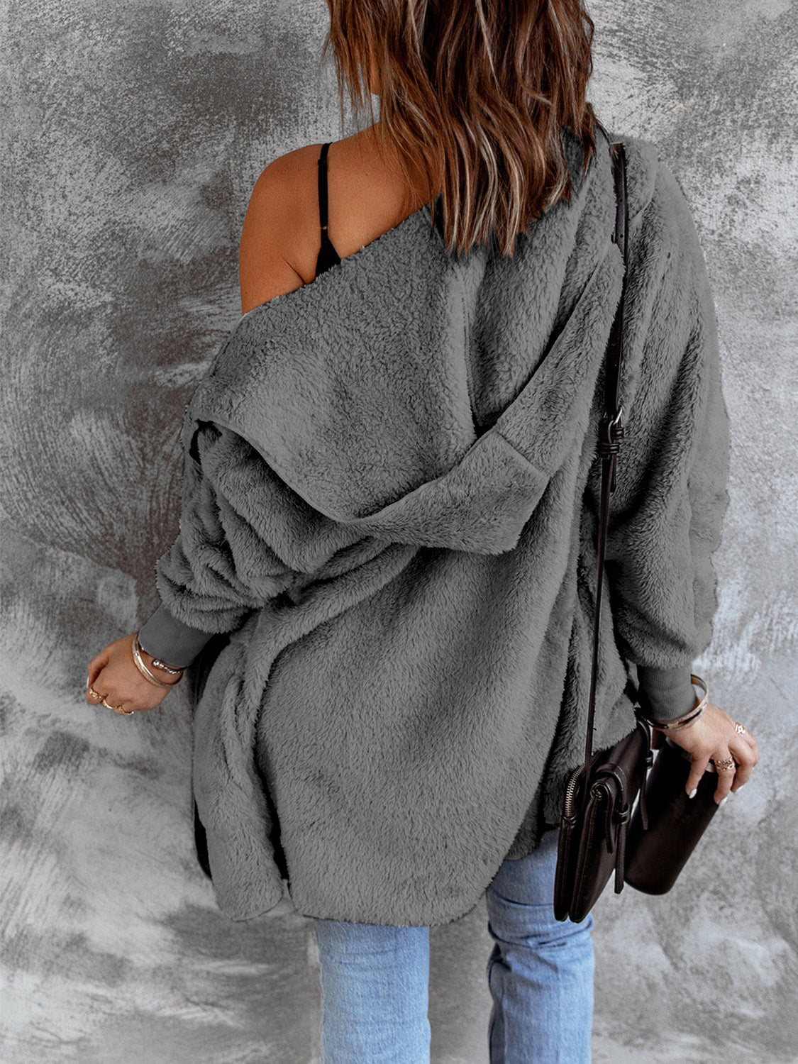 Hooded Textured Jacket with Pockets