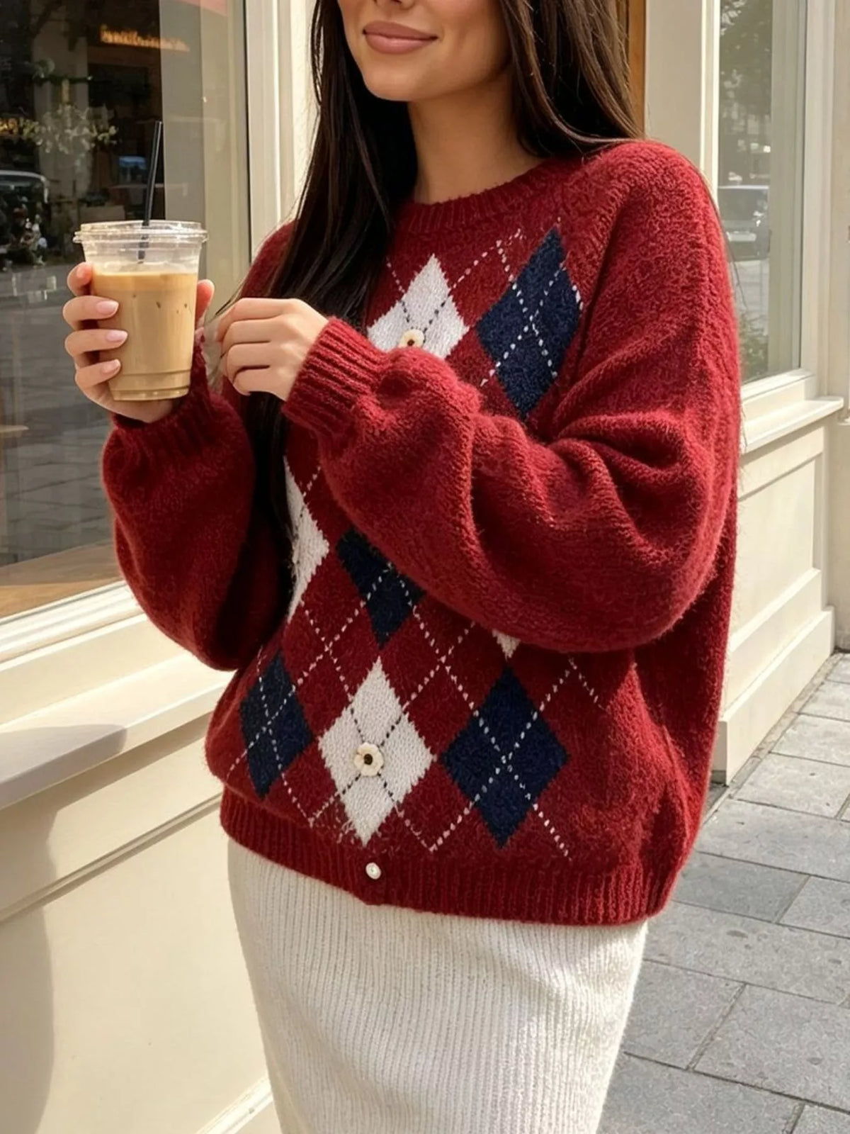 Argyle Raglan Knit Sweater, product view 23