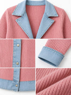 Contrast-Trim Ribbed Knit Cardigan, product view 41
