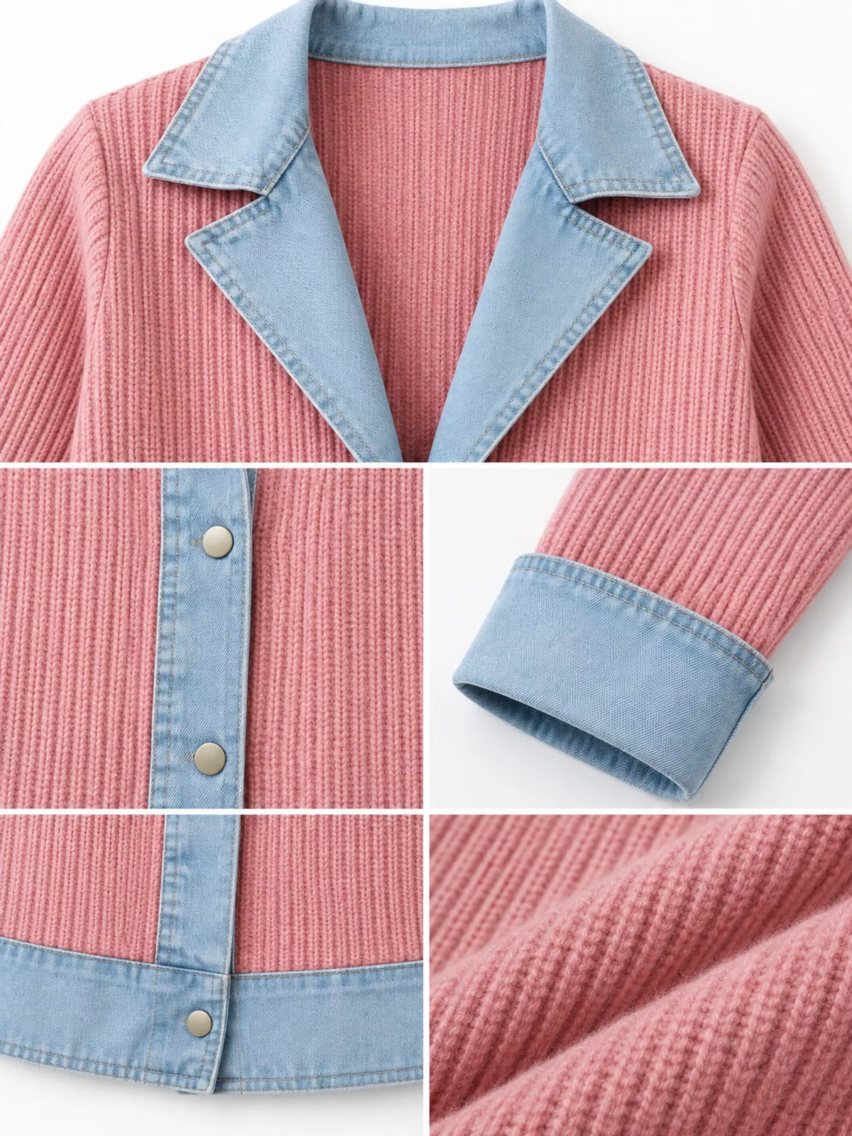 Contrast-Trim Ribbed Knit Cardigan, product view 41