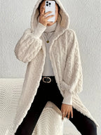 Open-Front Hooded Fuzzy Jacket, view 3