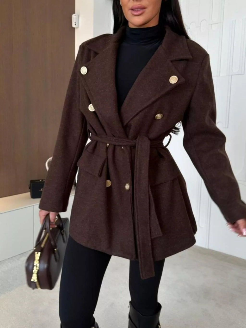 Belted Double-Breasted Coat