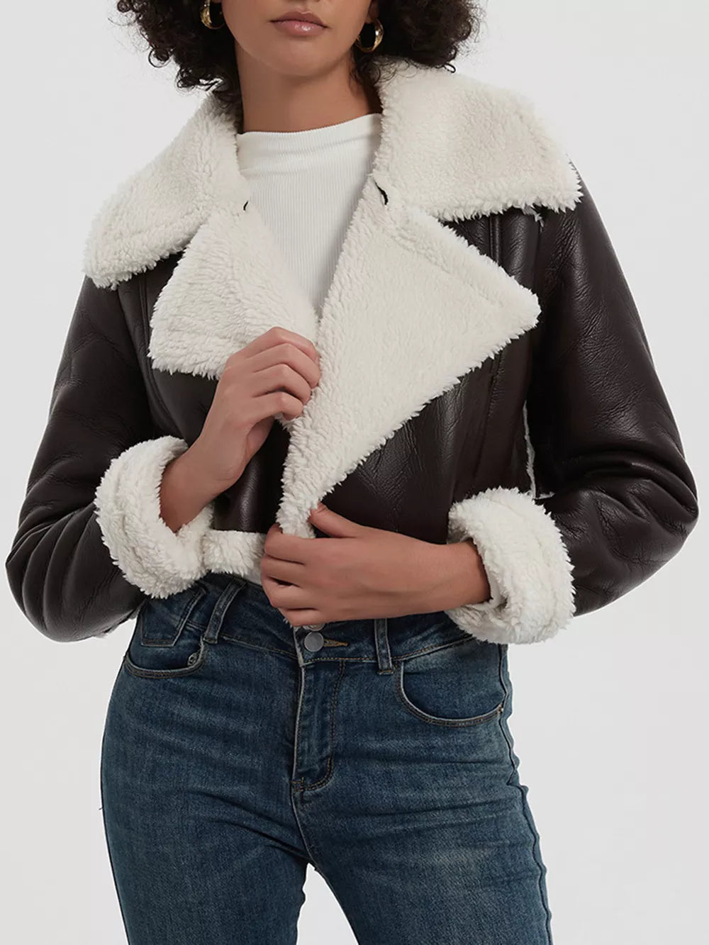 Collared Plush Cropped Jacket, view 2