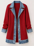 Contrast-Trim Ribbed Knit Cardigan, product view 21