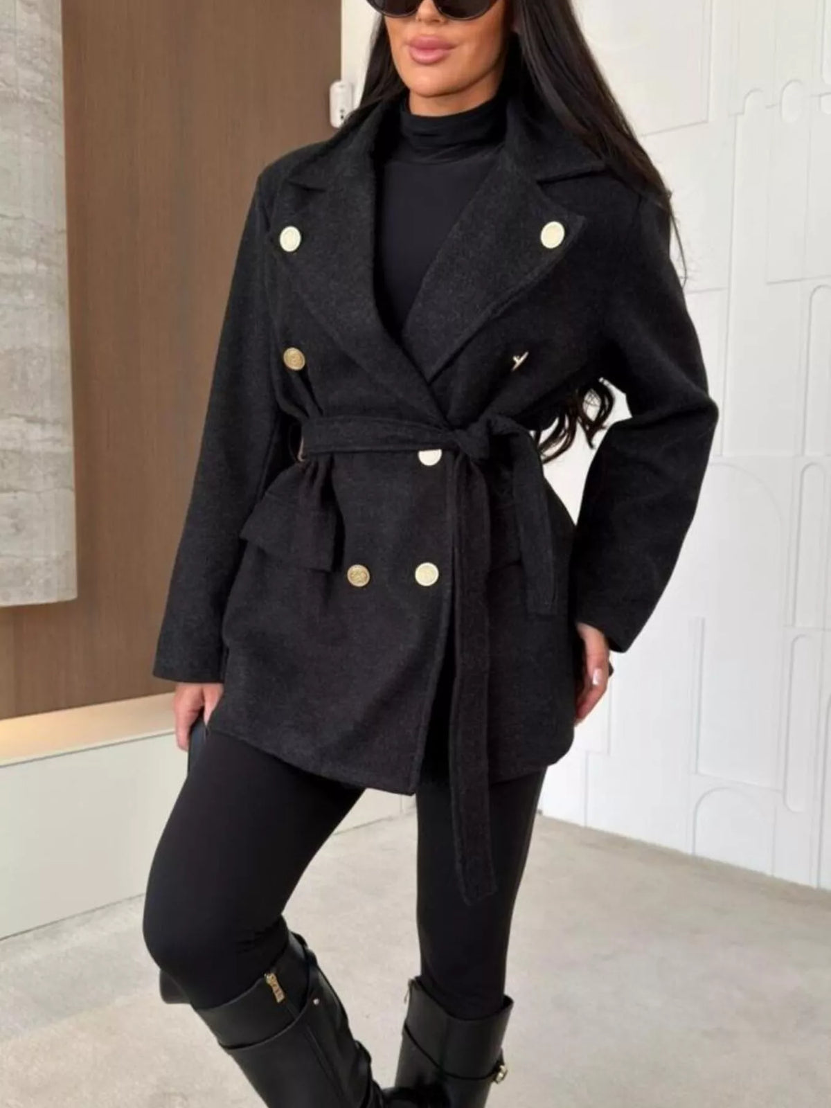 Belted Double-Breasted Coat