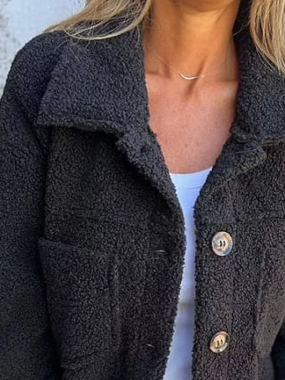 Full-Size Fuzzy Button Jacket, view 5