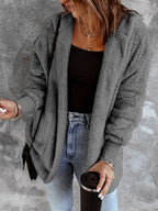 Hooded Textured Jacket with Pockets