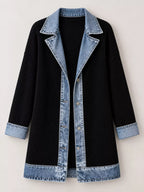 Contrast-Trim Ribbed Knit Cardigan, product view 4