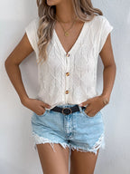 Short-Sleeve Cable-Knit Cardigan