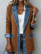 Contrast-Trim Ribbed Knit Cardigan, product view 8