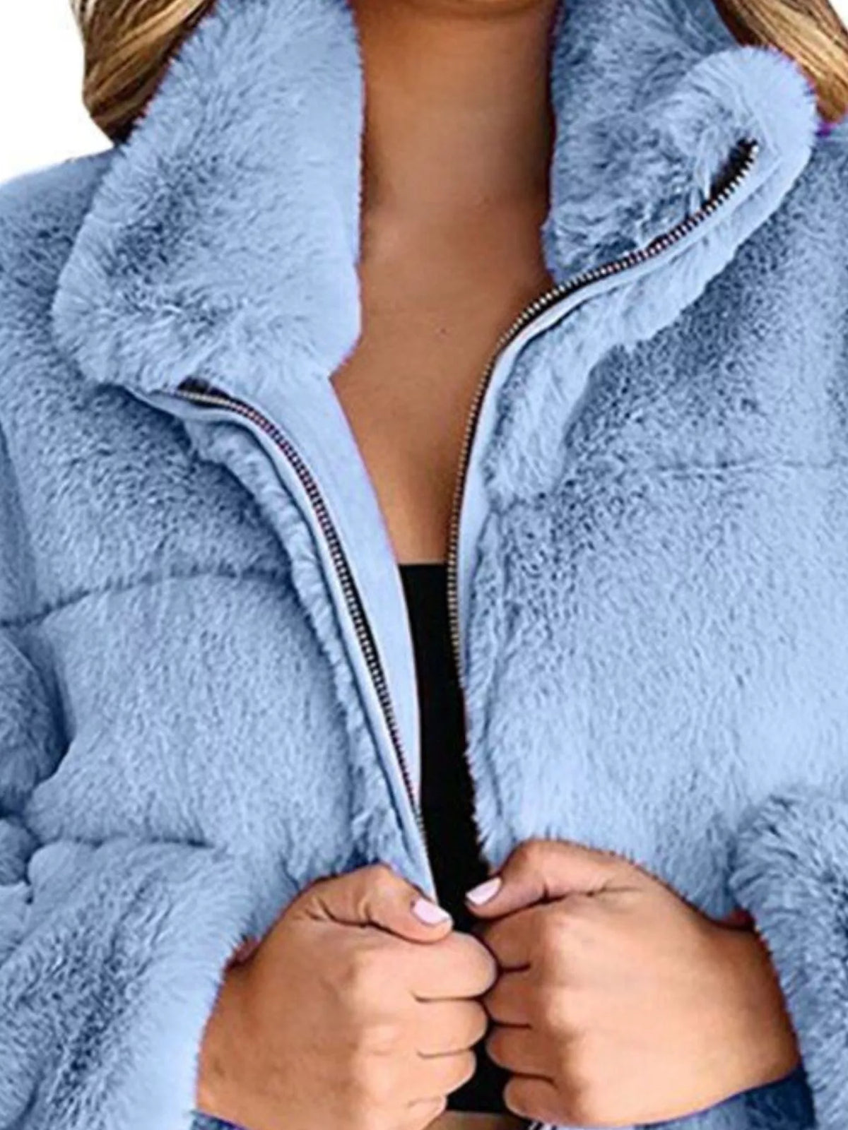 The Arden Full-Size Cropped Faux-Fur Jacket, view 11