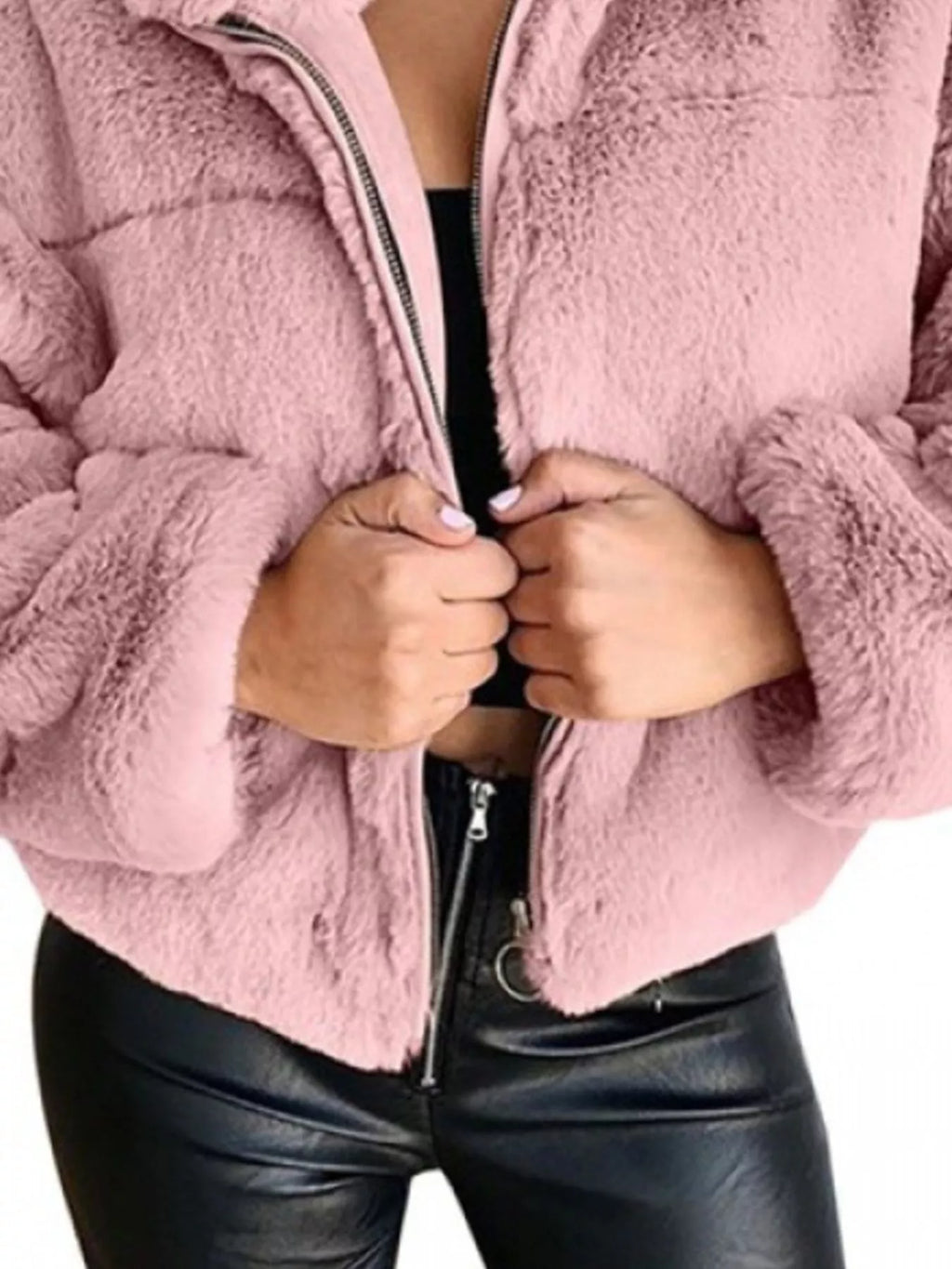 The Arden Full-Size Cropped Faux-Fur Jacket, view 15