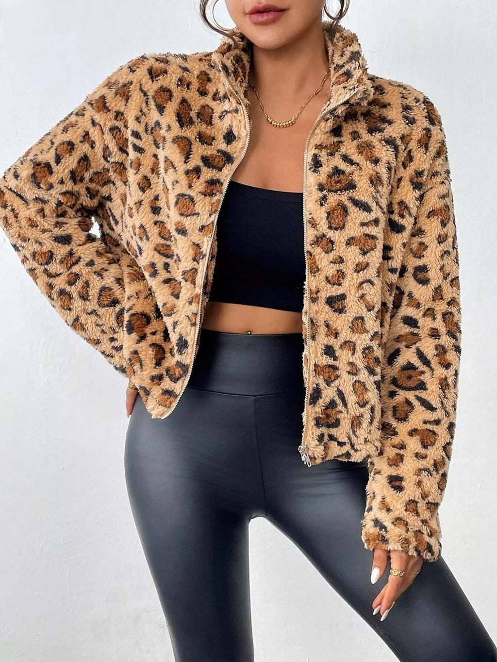 Leopard Zip-Up Jacket, view 4