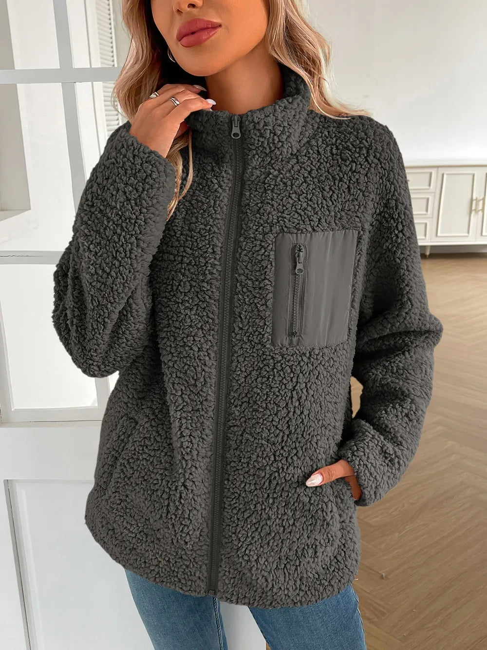 Fuzzy Zip-Up Jacket, view 16