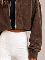 Cropped Corduroy Zip Jacket