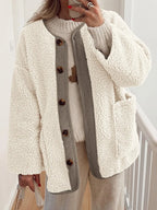 Sherpa Button-Up Jacket in Cream