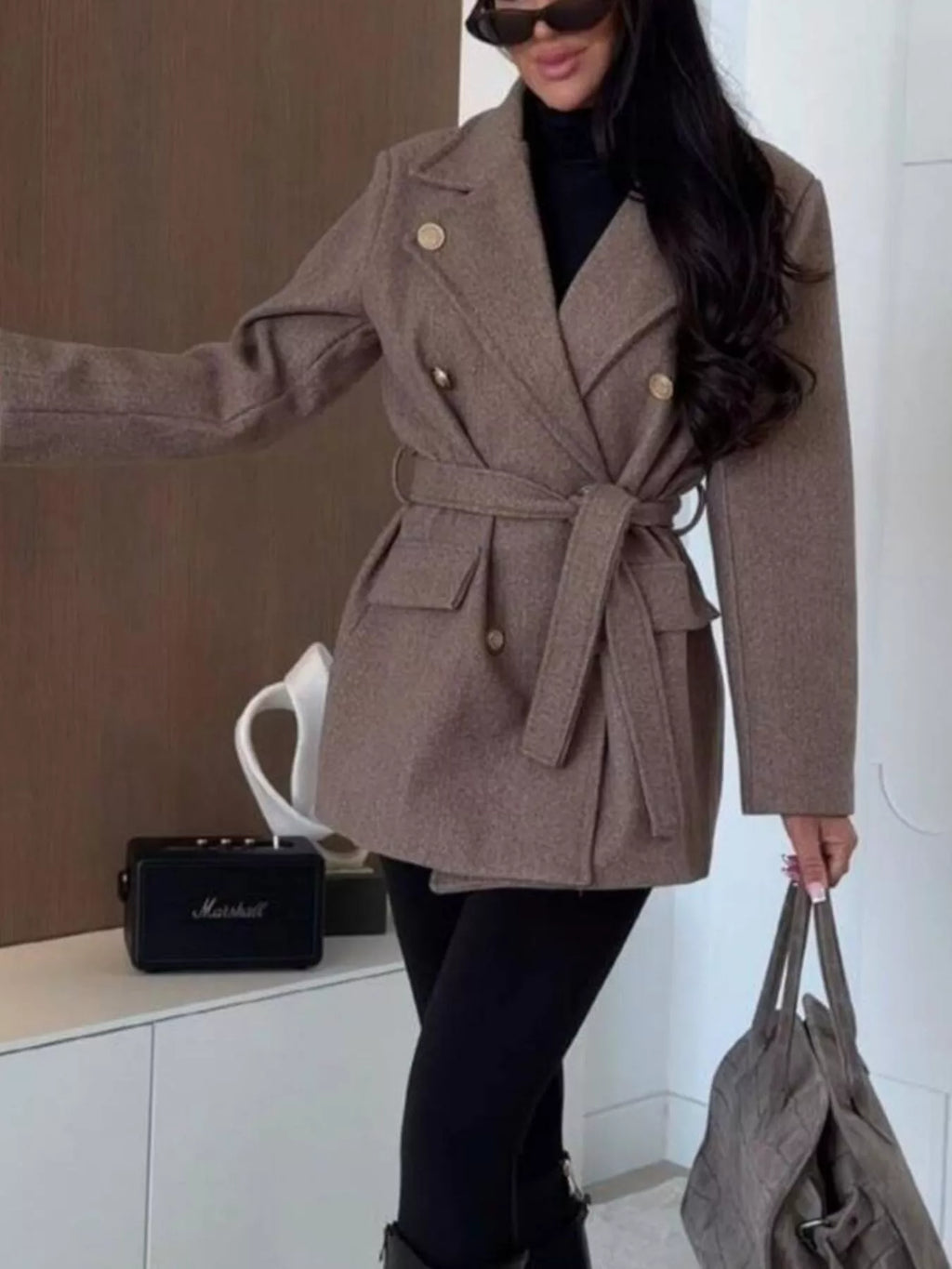 Belted Double-Breasted Coat
