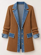Contrast-Trim Ribbed Knit Cardigan, product view 11