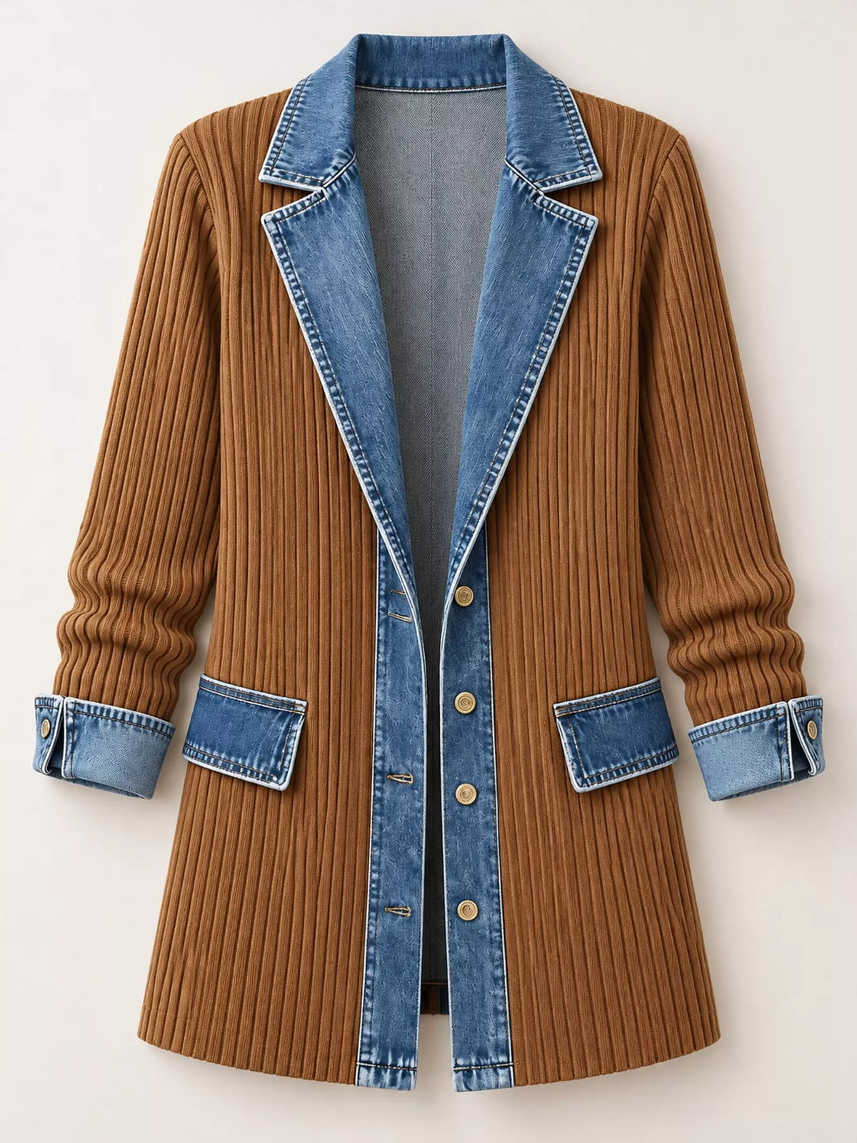 Contrast-Trim Ribbed Knit Cardigan, product view 11