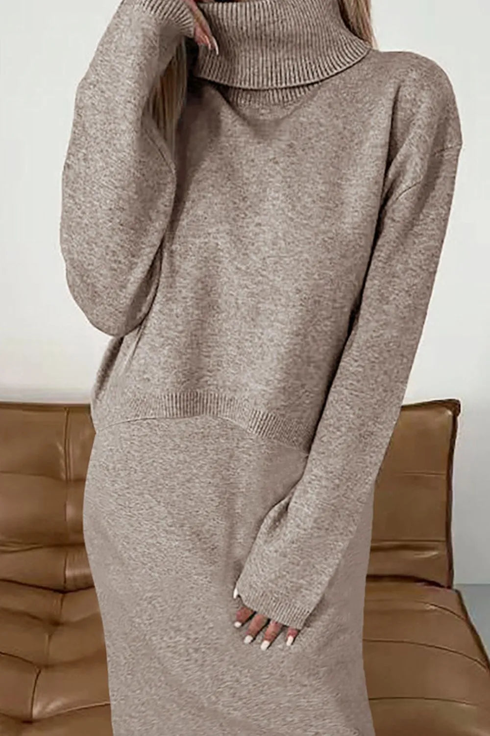 Turtleneck Knit Dress Set