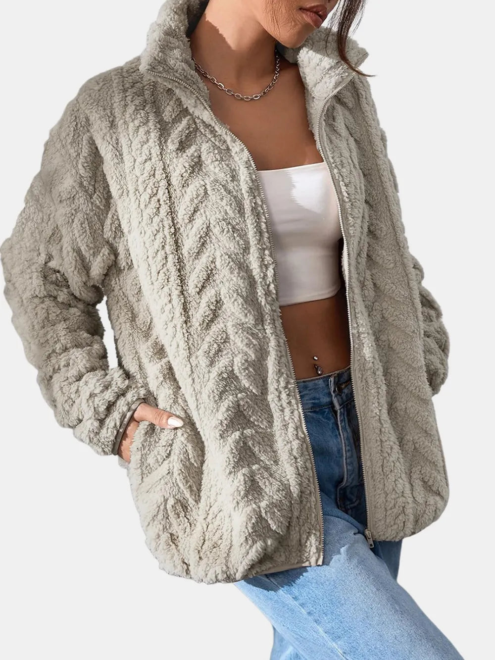 Fuzzy Pocket Zip Jacket, view 12