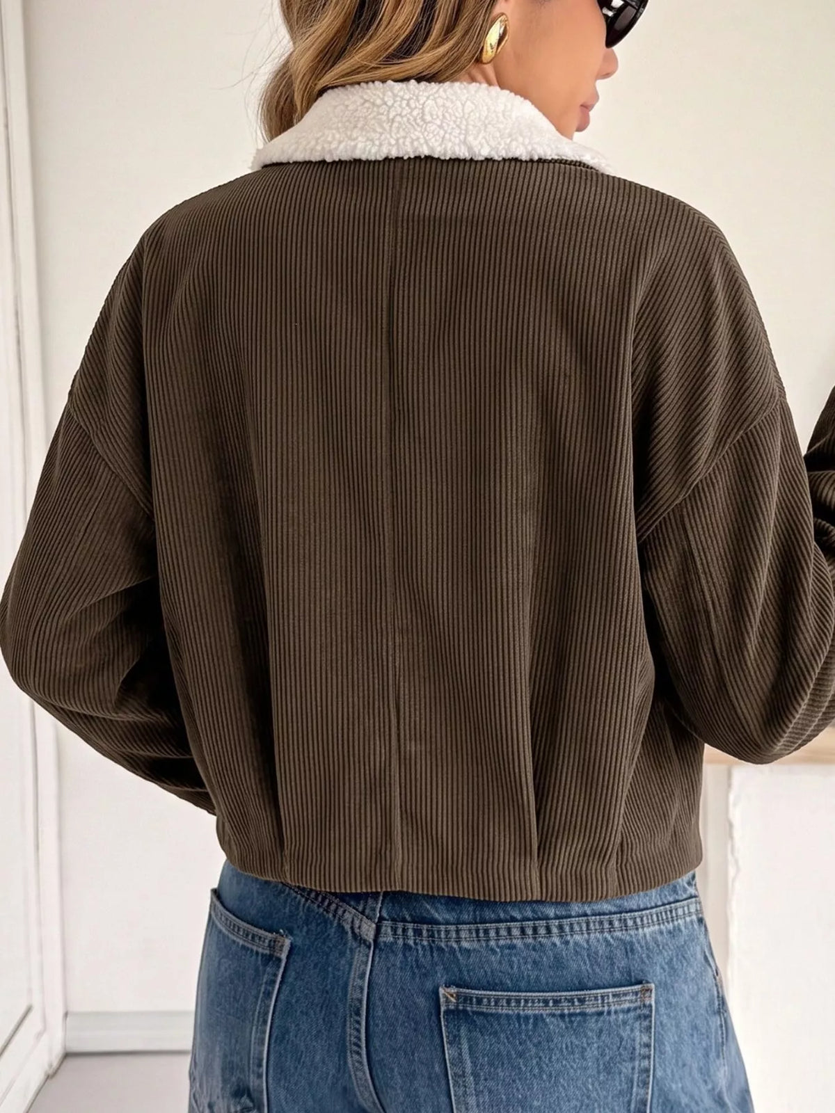 Sherpa-Collar Corduroy Jacket
