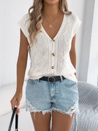 Short-Sleeve Cable-Knit Cardigan