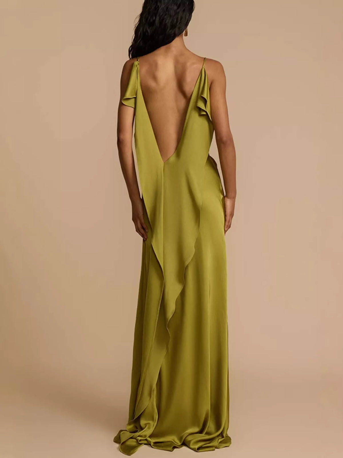 Cowl-Neck Satin Maxi Dress