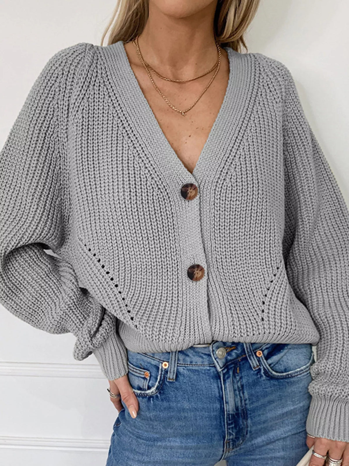 Chunky Knit Button-Front Cardigan