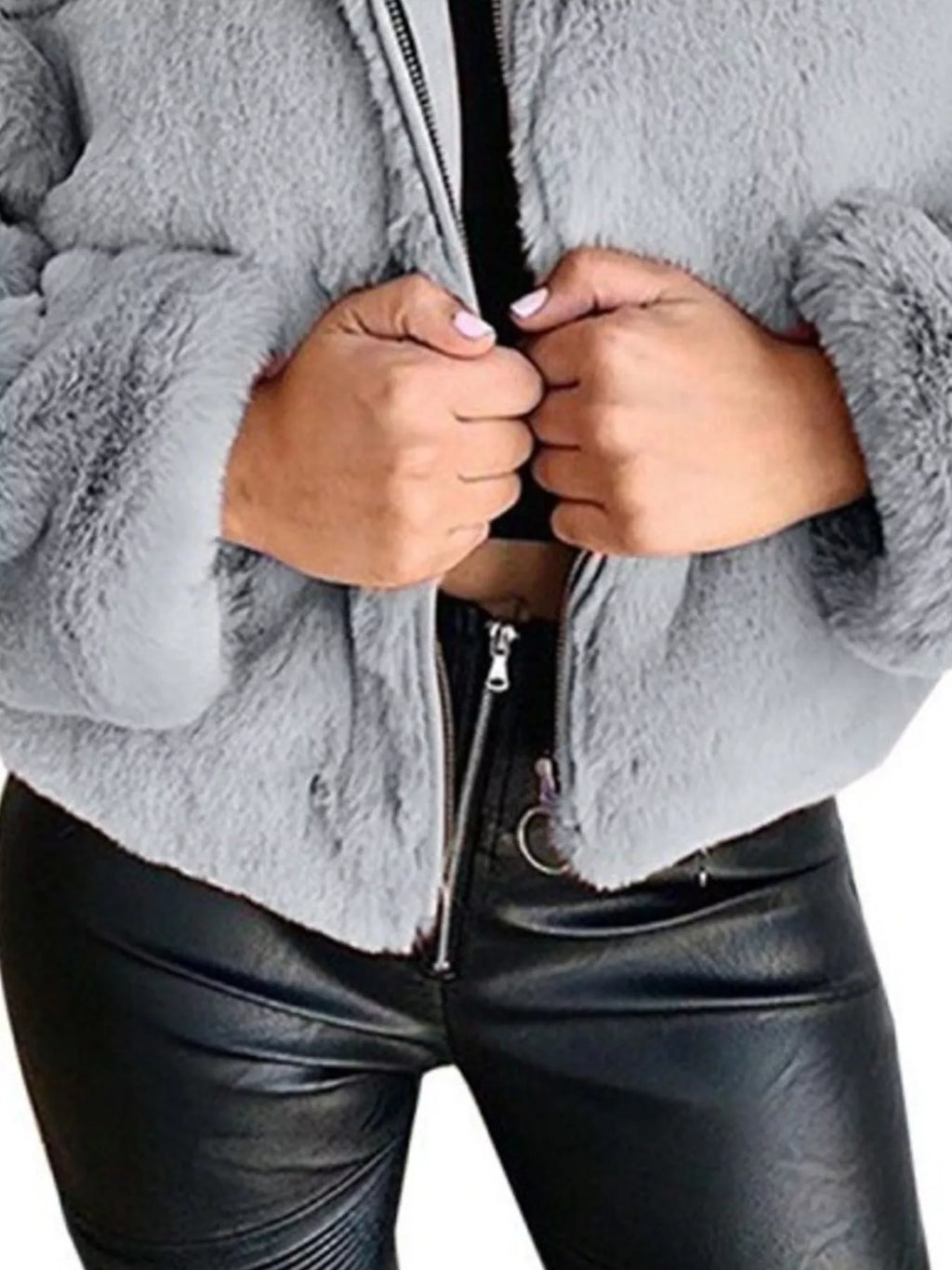 The Arden Full-Size Cropped Faux-Fur Jacket, view 17
