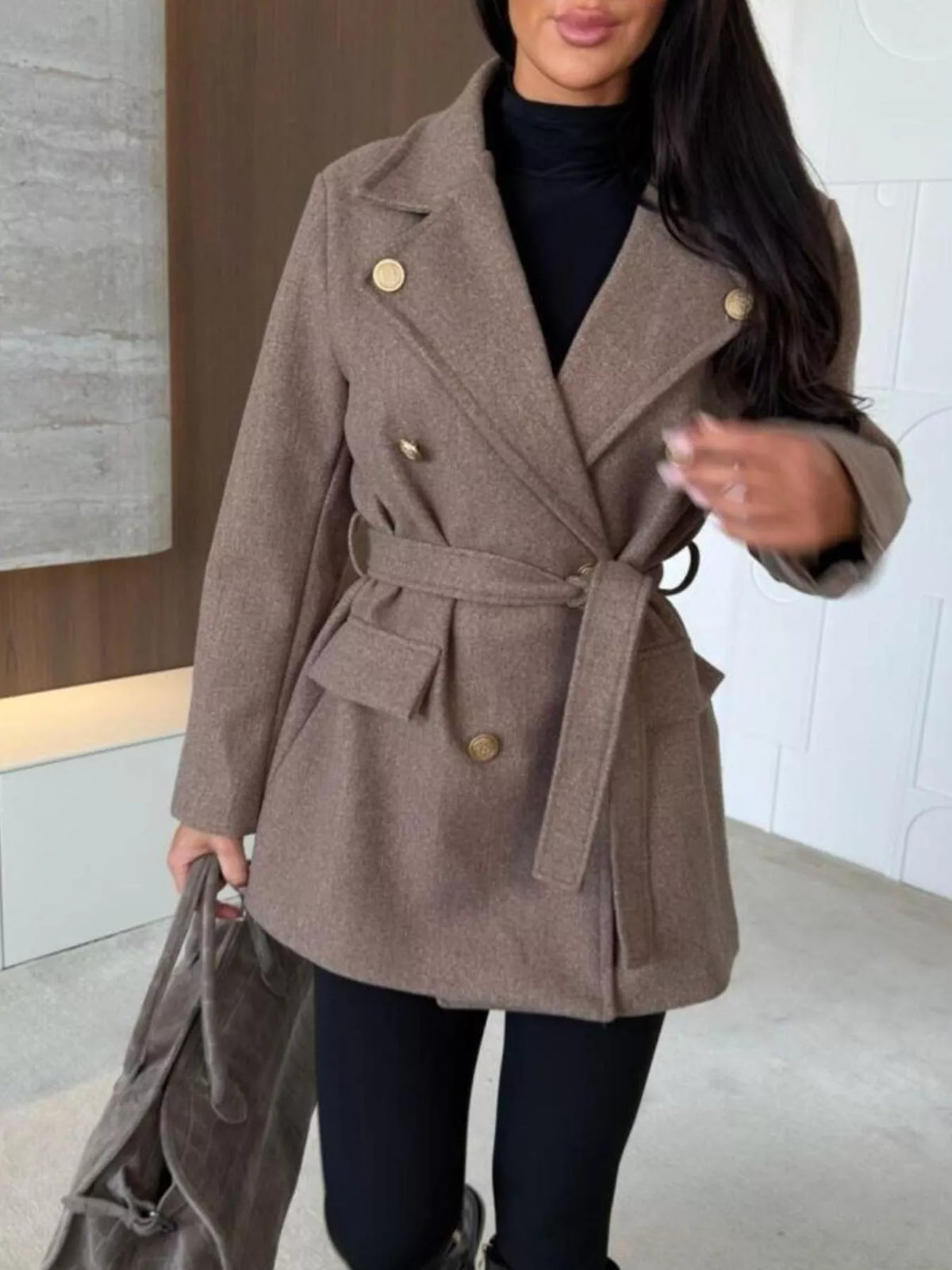 Belted Double-Breasted Coat
