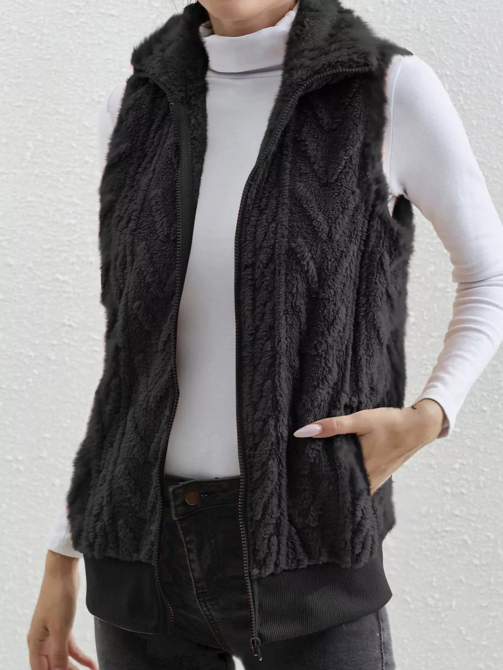 Full-Size Faux-Fur Zip Vest, view 12