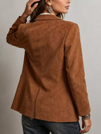 Faux Suede Single-Breasted Blazer