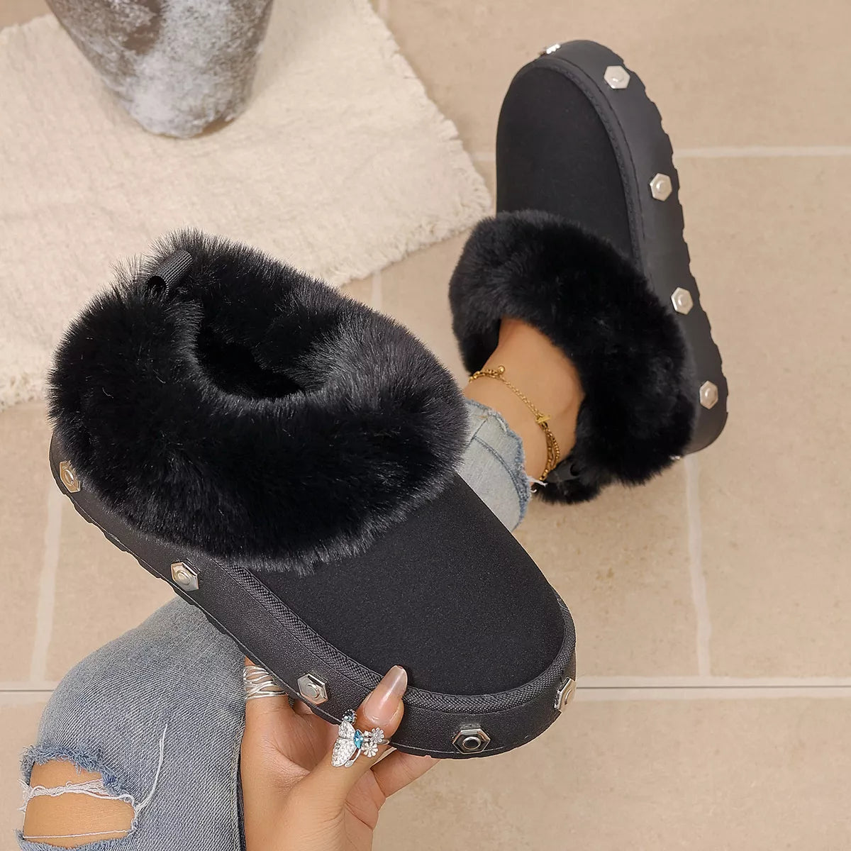 Faux-Fur Lined Platform Boots, product view 4