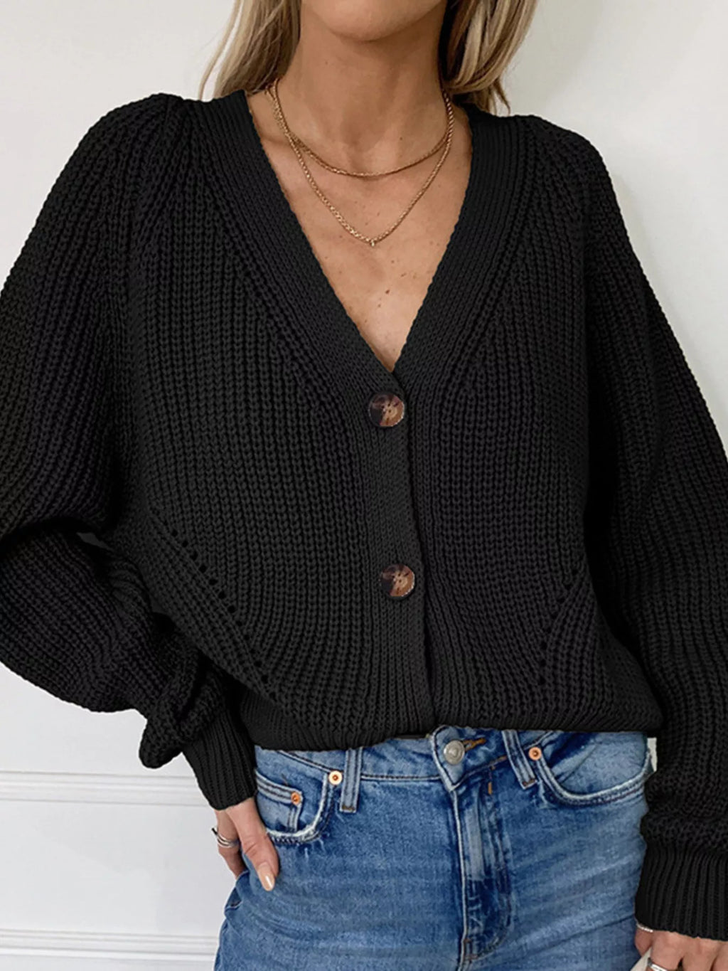 Chunky Knit Button-Front Cardigan