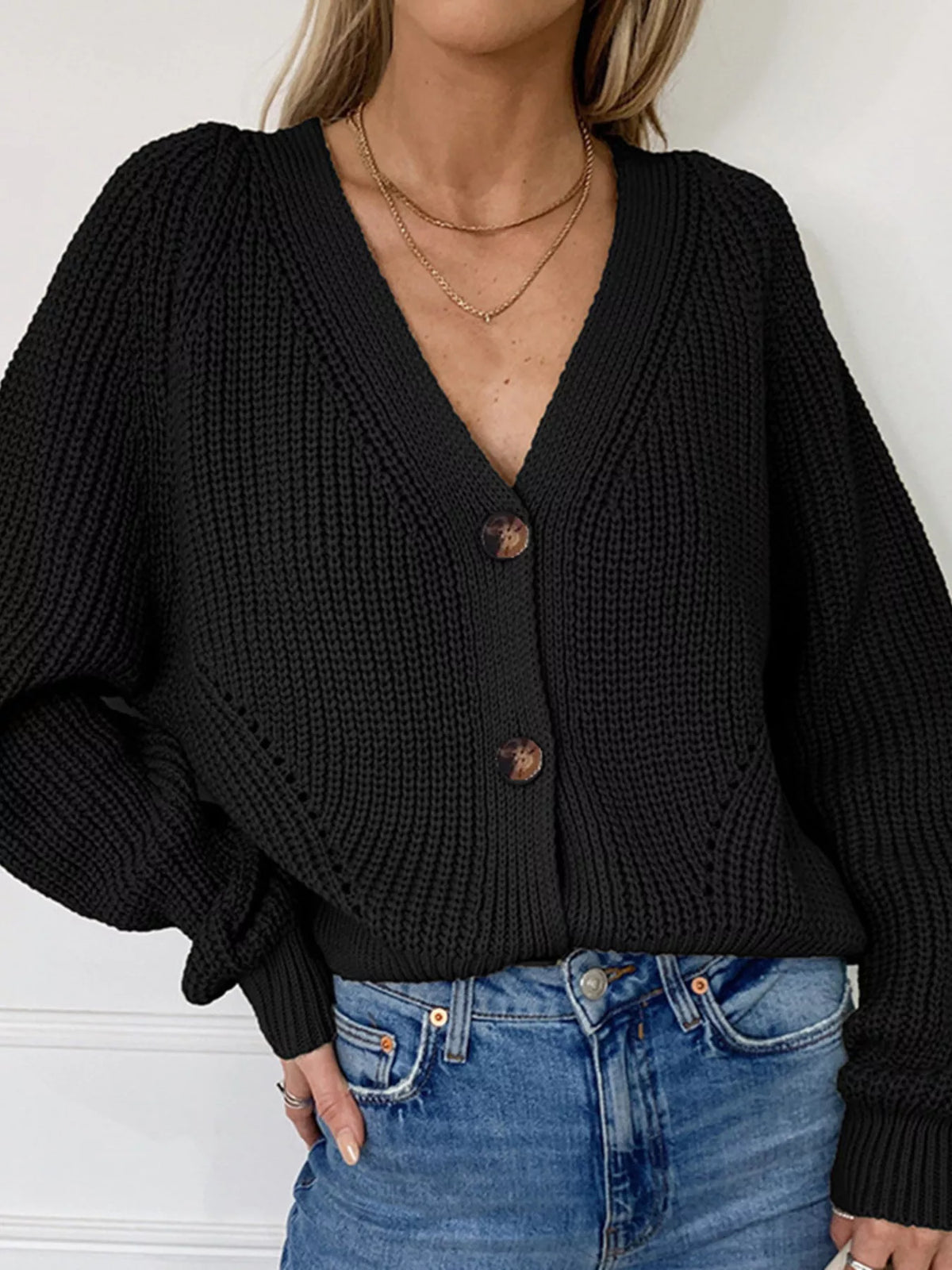 Chunky Knit Button-Front Cardigan