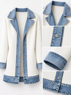 Contrast-Trim Ribbed Knit Cardigan, product view 17