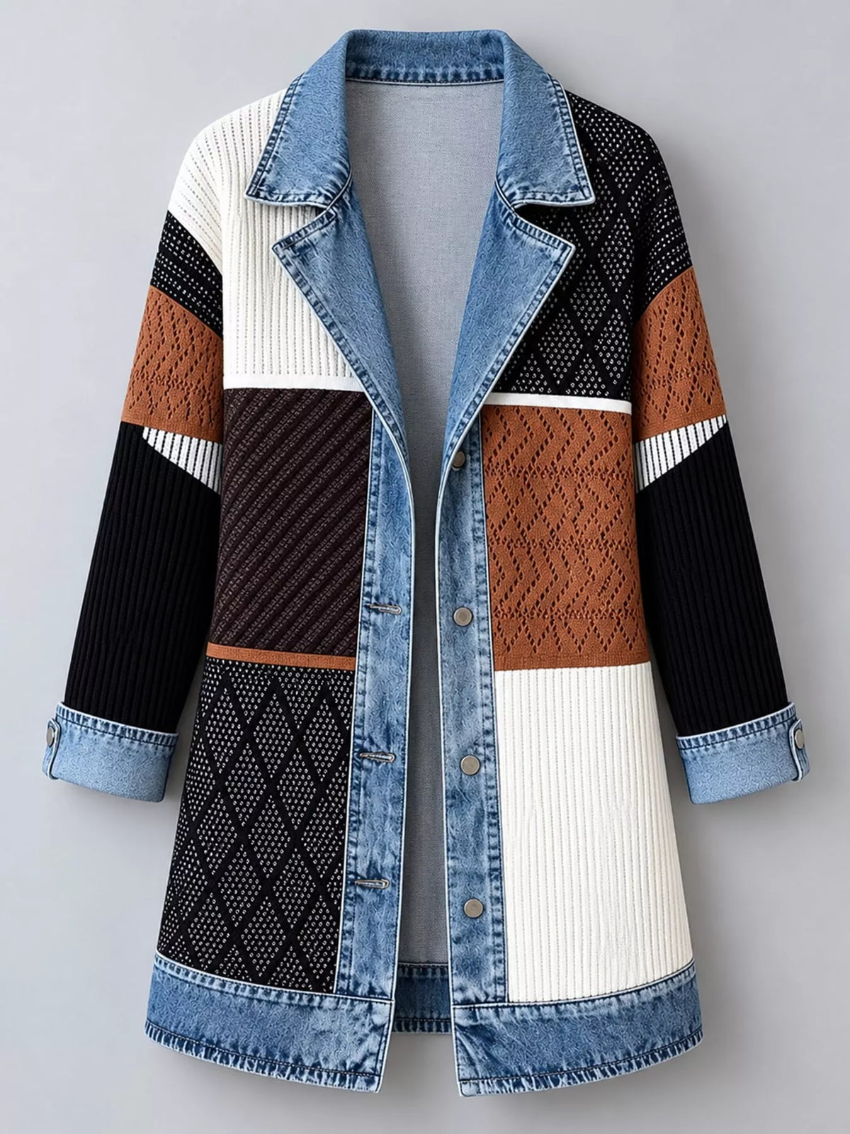 Contrast-Trim Ribbed Knit Cardigan, product view 26