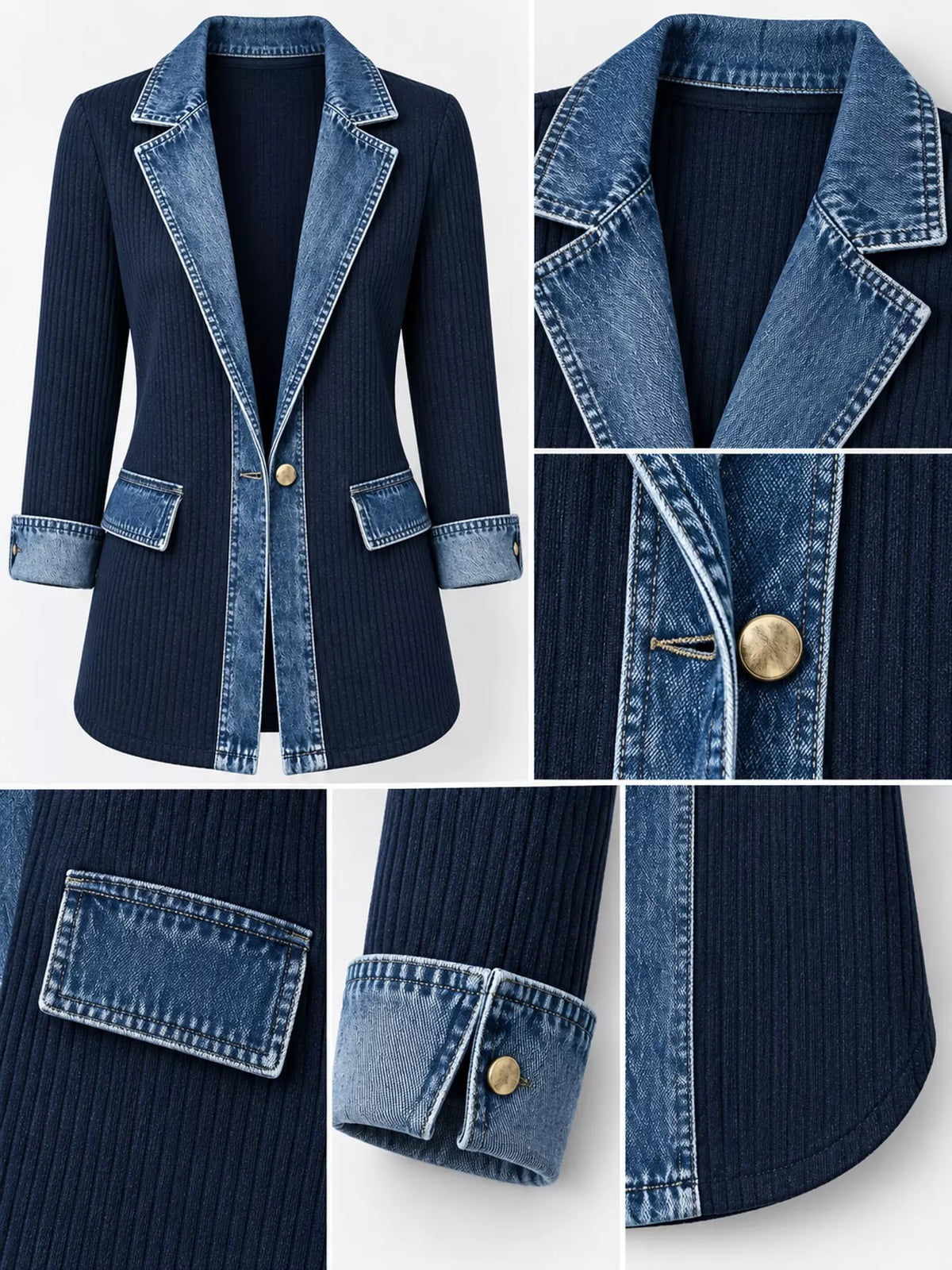 Contrast-Trim Ribbed Knit Cardigan, product view 31