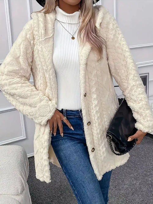 Button-Front Faux-Fur Teddy Coat, view 1