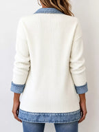 Contrast-Trim Ribbed Knit Cardigan, product view 15