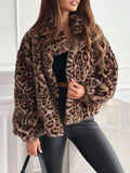 Cropped Leopard Faux-Fur Jacket, view 1