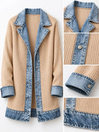 Contrast-Trim Ribbed Knit Cardigan, product view 36