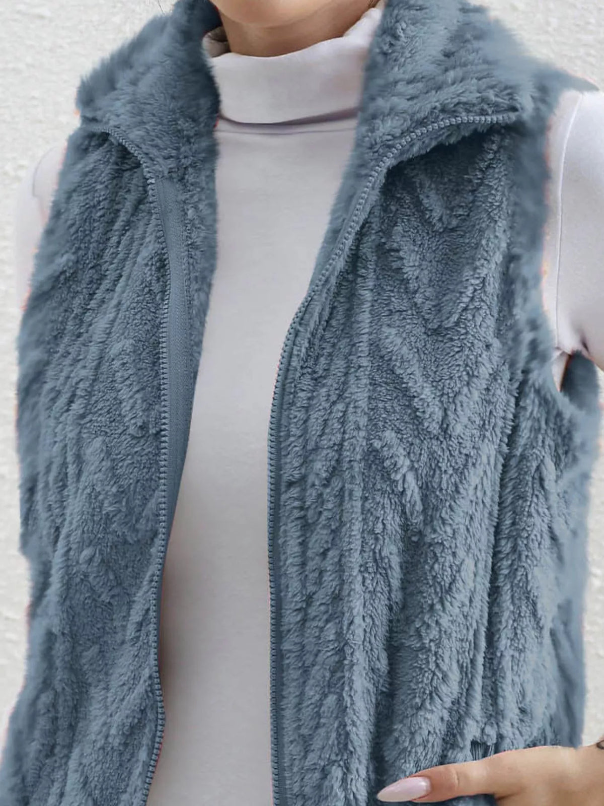 Full-Size Faux-Fur Zip Vest, view 5