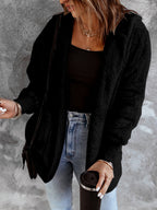 Hooded Textured Jacket with Pockets