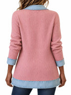 Contrast-Trim Ribbed Knit Cardigan, product view 39