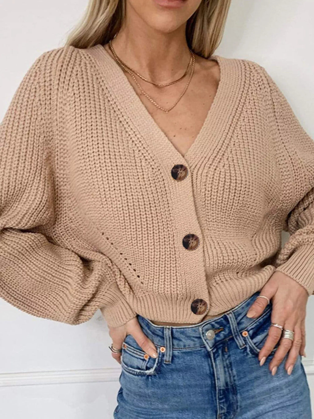 Chunky Knit Button-Front Cardigan