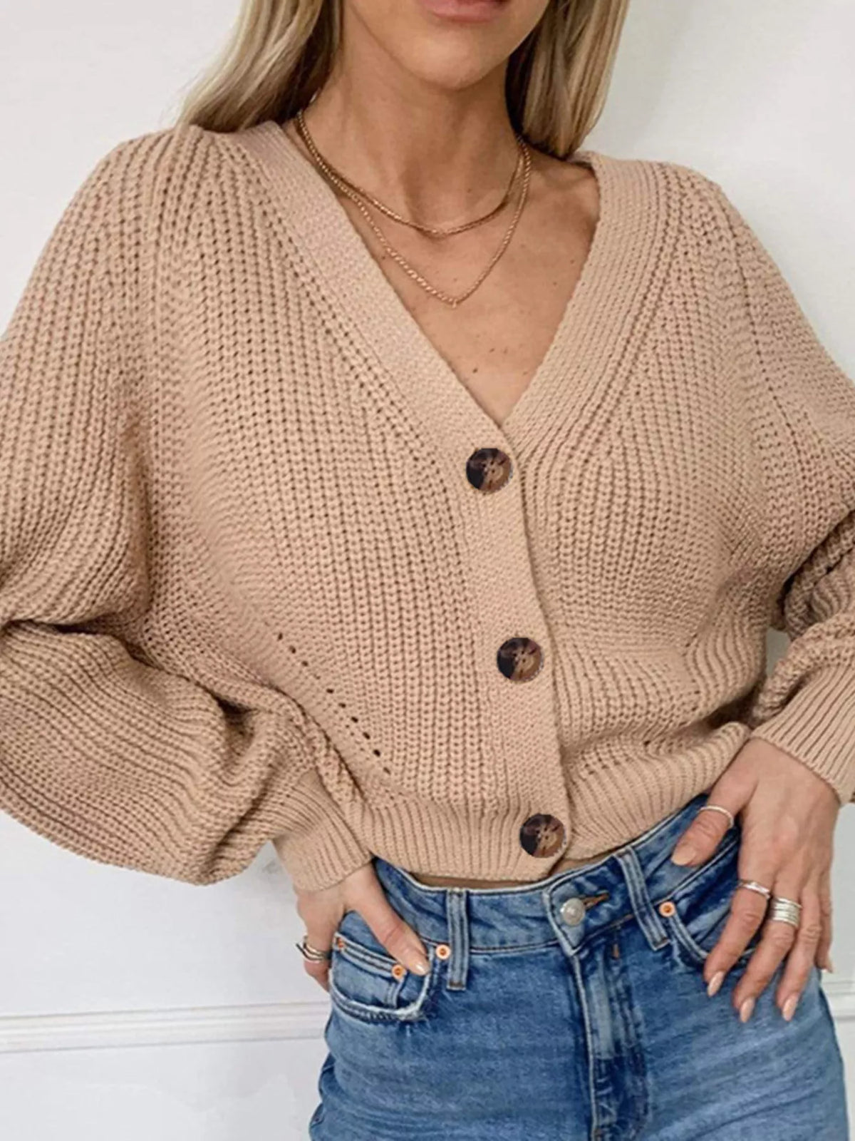 Chunky Knit Button-Front Cardigan